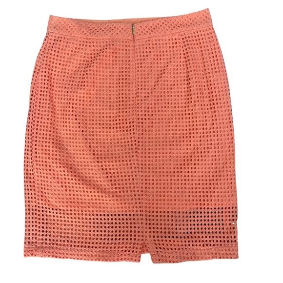 Trina Turk Eyelet Coral Peach Skirt 100% Cotton Size 4 - Picture 3 of 7